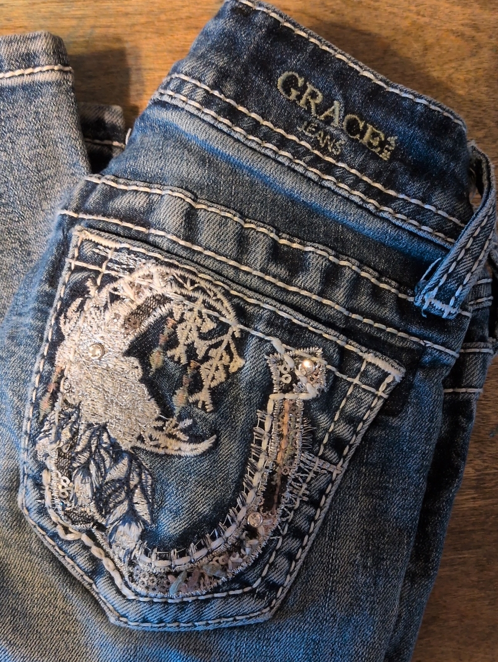 Grace Blue Denim Boot Cut Jeans Girls 7
